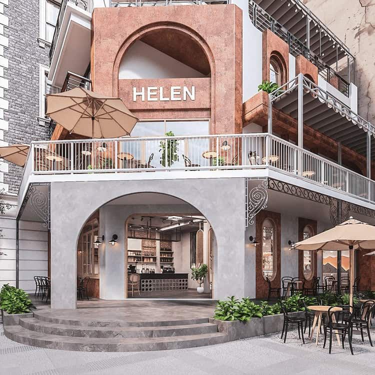 Quán cafe 2 tầng hiện đại