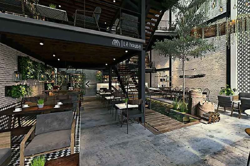 thi công quán cafe khung thép dưới 200
