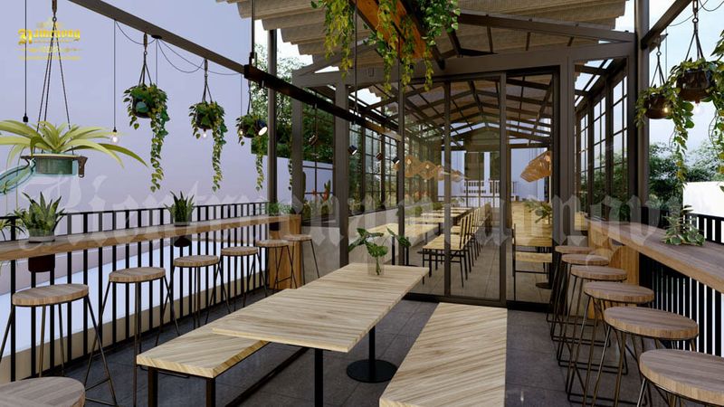 Không gian cafe sân thượng độc đáo