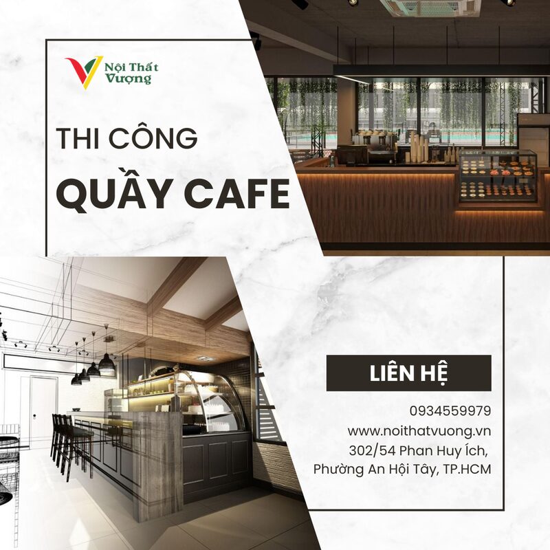 Quầy pha chế cafe hiện đại, đẹp mắt
